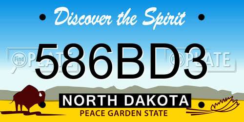 586BD3 North Dakota License Plate