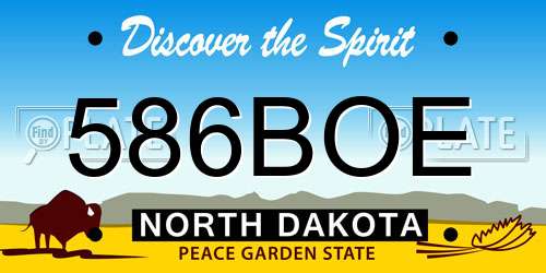 586BOE North Dakota License Plate