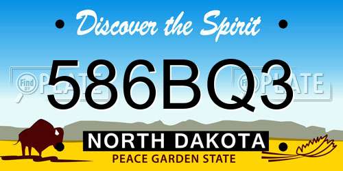 586BQ3 North Dakota License Plate