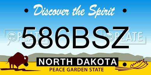 586BSZ North Dakota License Plate