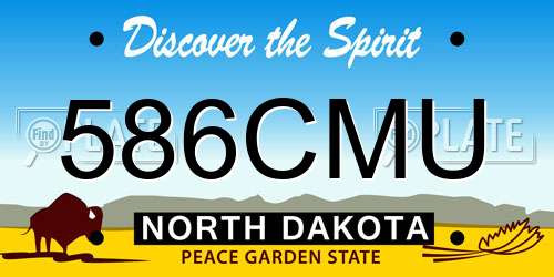 586CMU North Dakota License Plate
