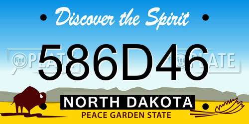 586D46 North Dakota License Plate