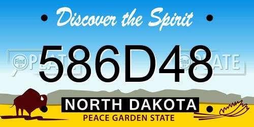 586D48 North Dakota License Plate