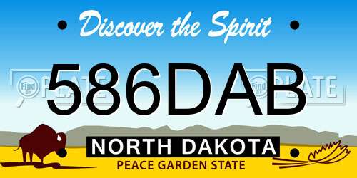 586DAB North Dakota License Plate