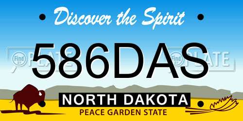 586DAS North Dakota License Plate