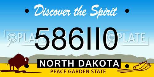 586II0 North Dakota License Plate