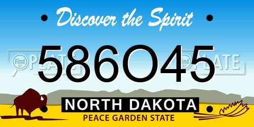 586O45 North Dakota License Plate