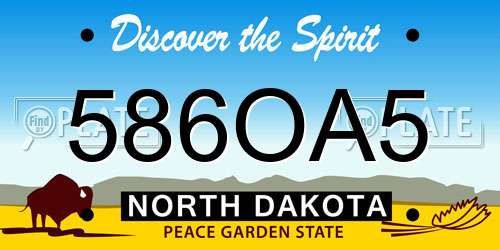 586OA5 North Dakota License Plate