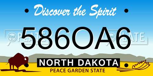 586OA6 North Dakota License Plate