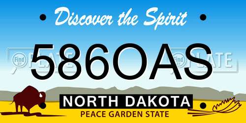 586OAS North Dakota License Plate