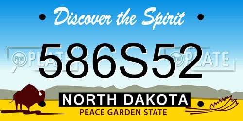 586S52 North Dakota License Plate