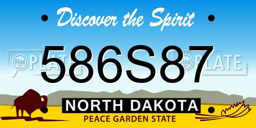 586S87 North Dakota License Plate