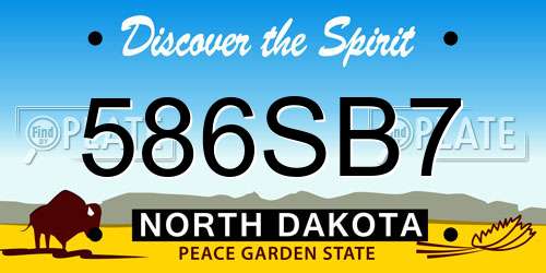 586SB7 North Dakota License Plate