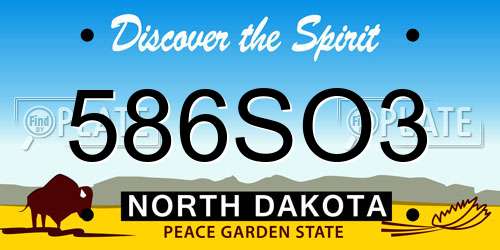 586SO3 North Dakota License Plate