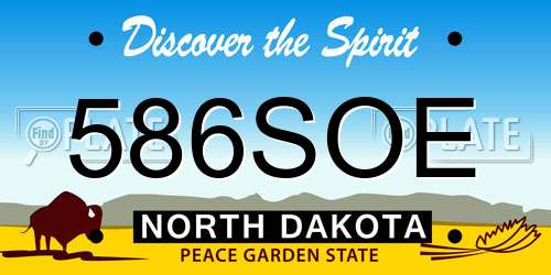 586SOE North Dakota License Plate