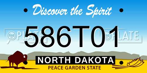 586T01 North Dakota License Plate