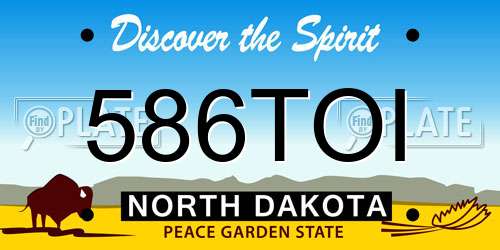 586TOI North Dakota License Plate