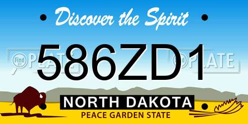 586ZD1 North Dakota License Plate