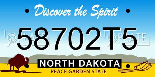 58702T5 North Dakota License Plate