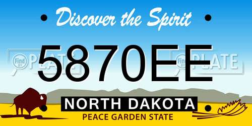 5870EE North Dakota License Plate