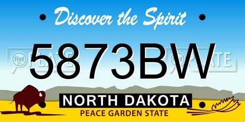 5873BW North Dakota License Plate