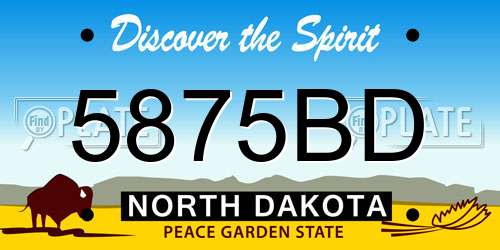 5875BD North Dakota License Plate