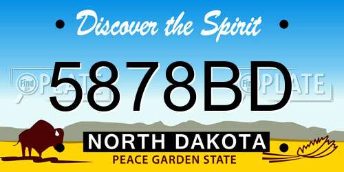 5878BD North Dakota License Plate