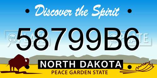 58799B6 North Dakota License Plate
