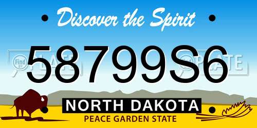 58799S6 North Dakota License Plate