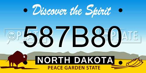 587B80 North Dakota License Plate