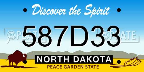587D33 North Dakota License Plate