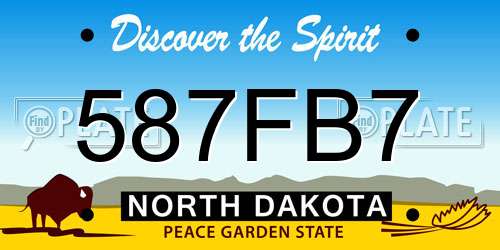 587FB7 North Dakota License Plate