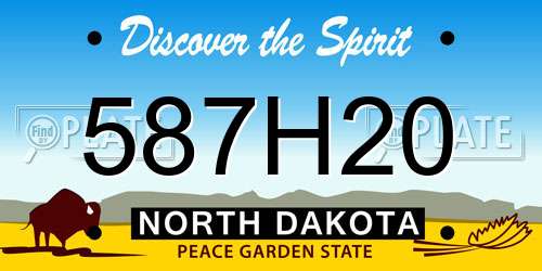 587H20 North Dakota License Plate