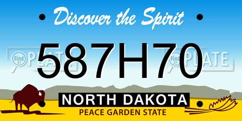 587H70 North Dakota License Plate