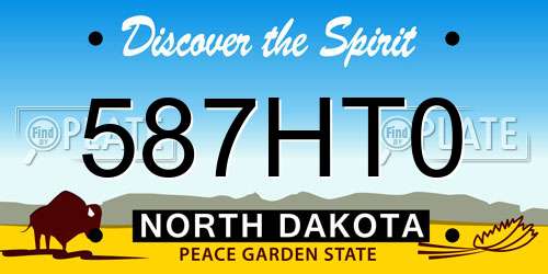 587HT0 North Dakota License Plate