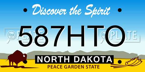 587HTO North Dakota License Plate