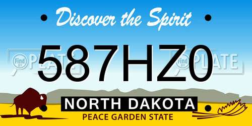 587HZ0 North Dakota License Plate