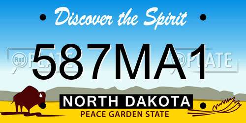 587MA1 North Dakota License Plate