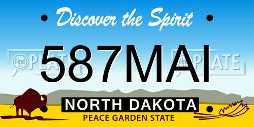 587MAI North Dakota License Plate