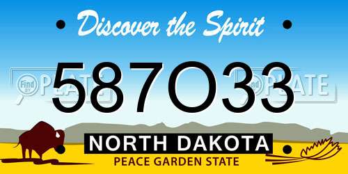 587O33 North Dakota License Plate