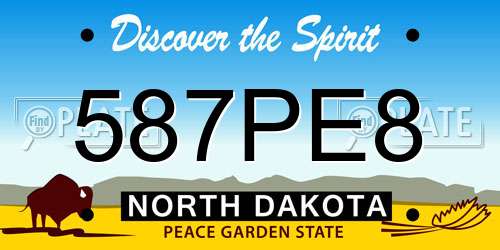 587PE8 North Dakota License Plate