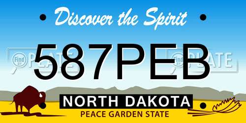 587PEB North Dakota License Plate