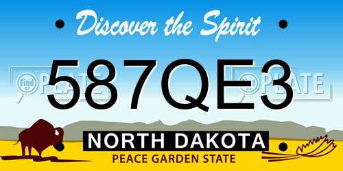 587QE3 North Dakota License Plate