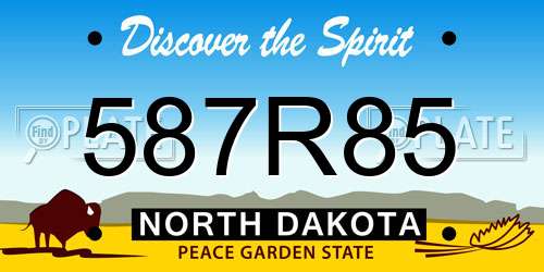 587R85 North Dakota License Plate