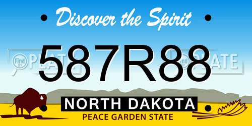 587R88 North Dakota License Plate