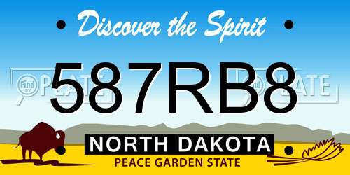 587RB8 North Dakota License Plate