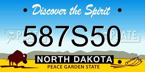 587S50 North Dakota License Plate
