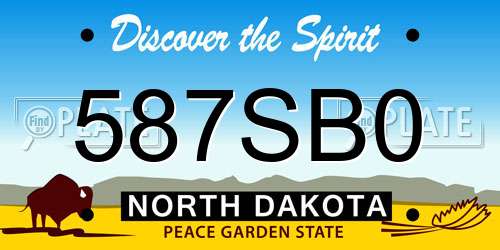 587SB0 North Dakota License Plate
