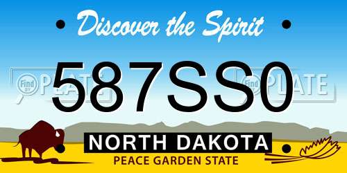 587SS0 North Dakota License Plate