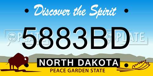 5883BD North Dakota License Plate